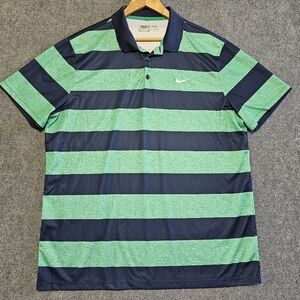 Nike Golf Chunky Stripe Performance Polo Shirt XL Green Standard Fit Dri-Fit